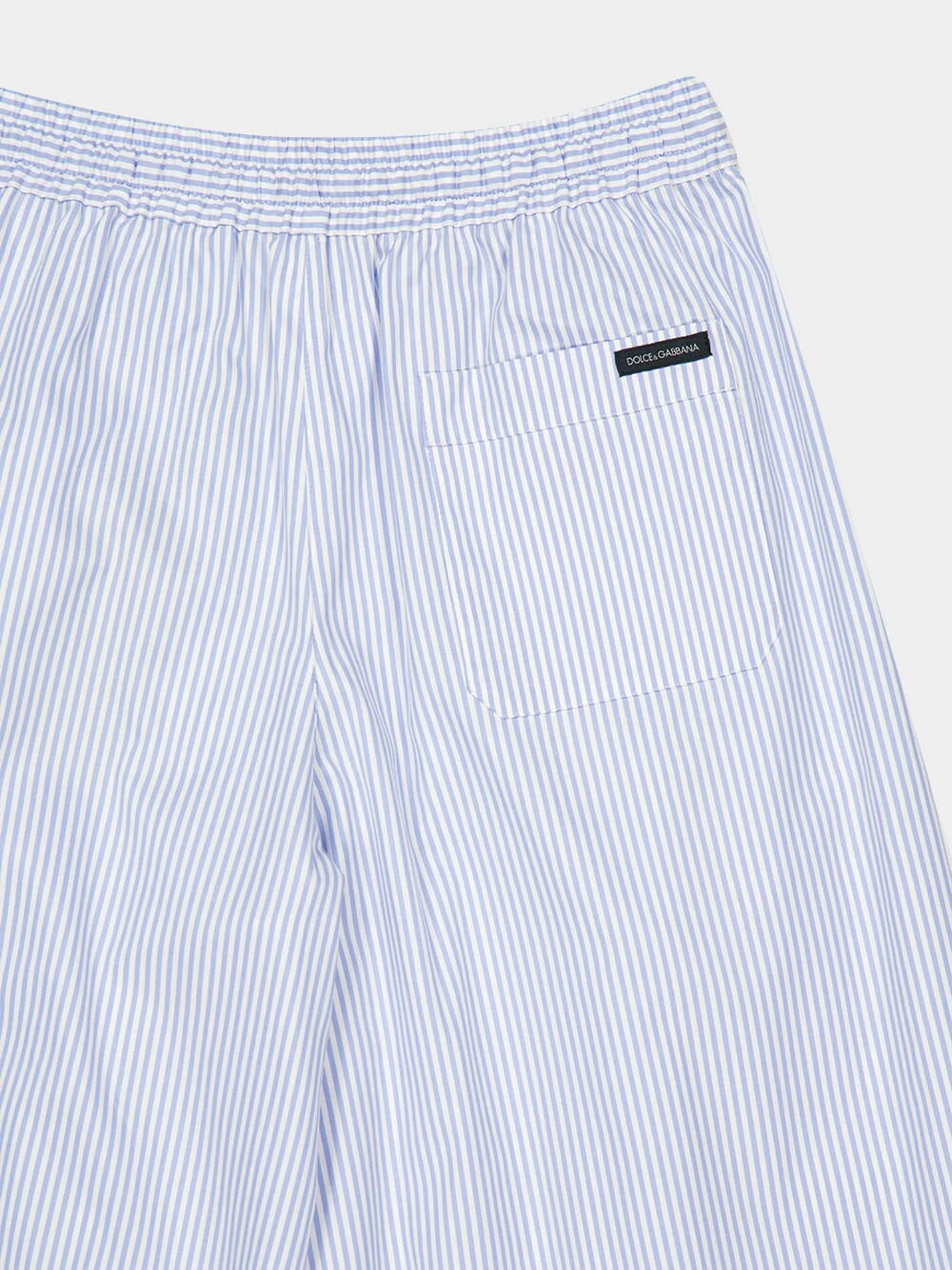 Blue Striped Cotton Wide-Leg Trousers - Image 4