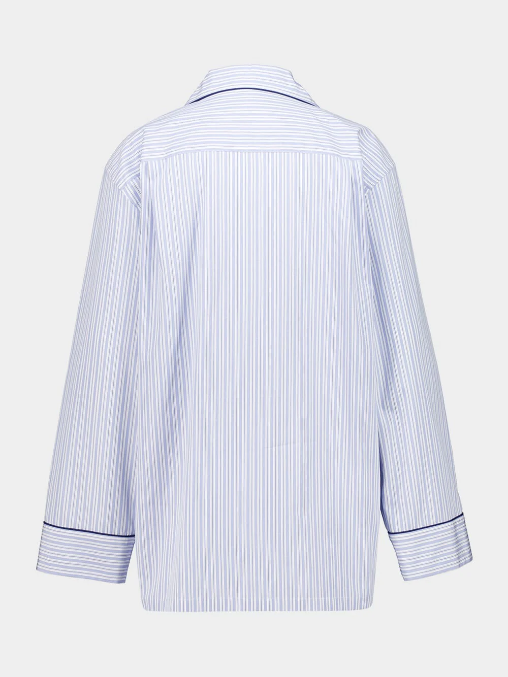 Blue Striped Vanity Cotton Silk Shirt - Image 3