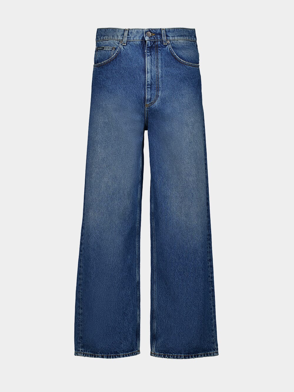 Blue Wide-Leg Denim Trousers