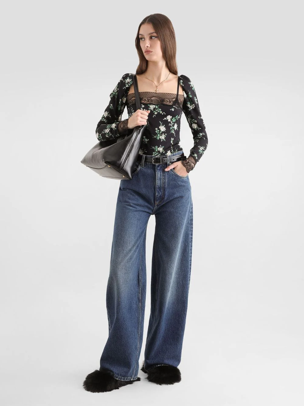 Blue Wide-Leg Denim Trousers - Image 2