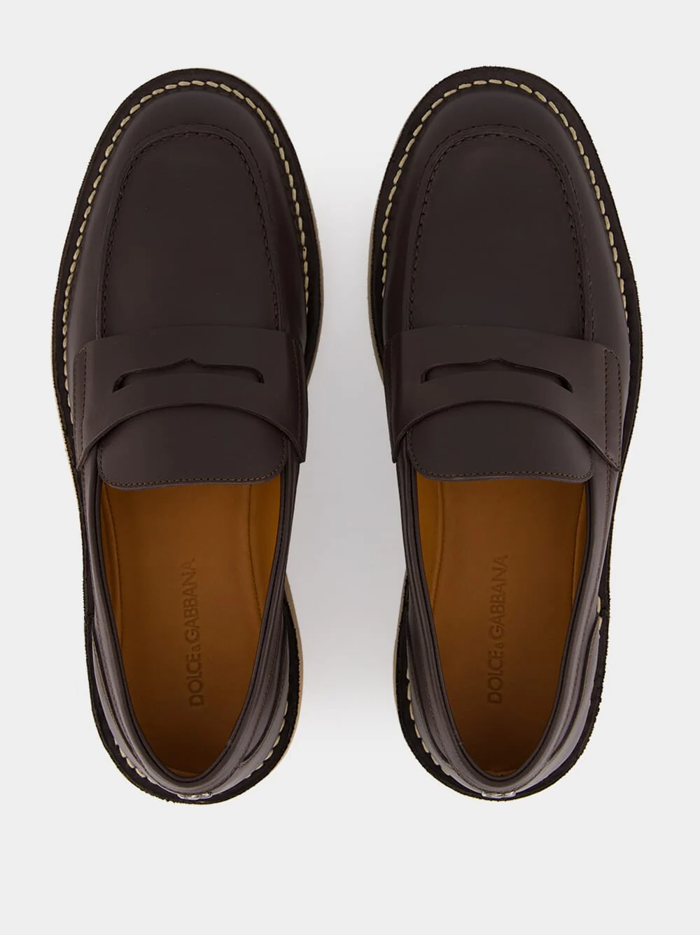 Brown Leather Loafers with DG Detail - Image 4