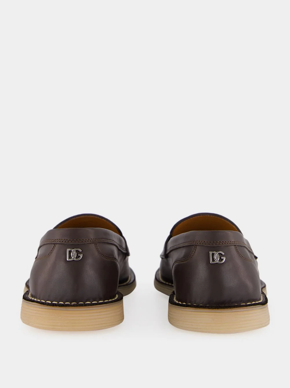 Brown Leather Loafers with DG Detail - Image 5
