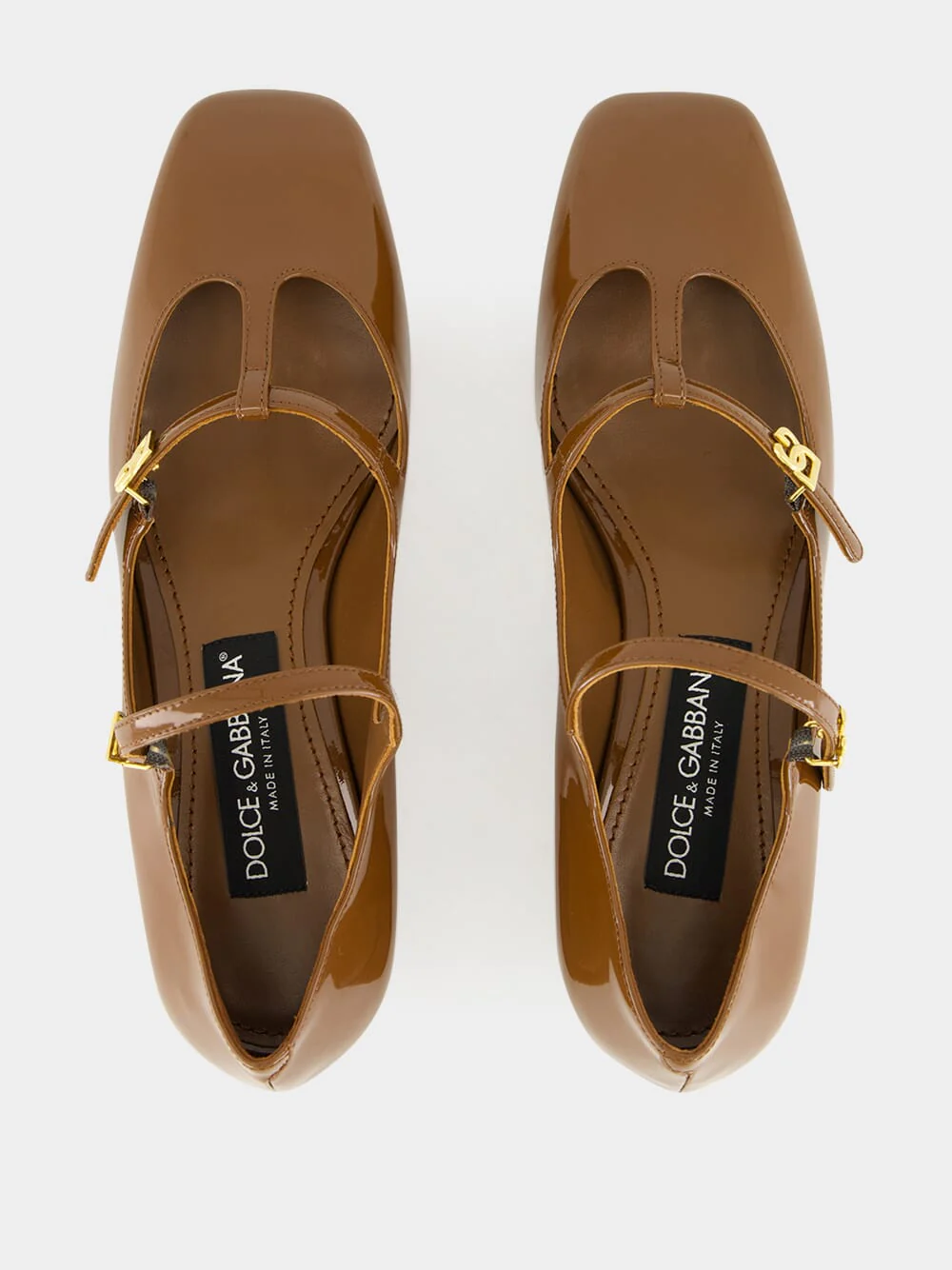 Brown Patent Mid-Heel Mary Jane Pumps - Image 4