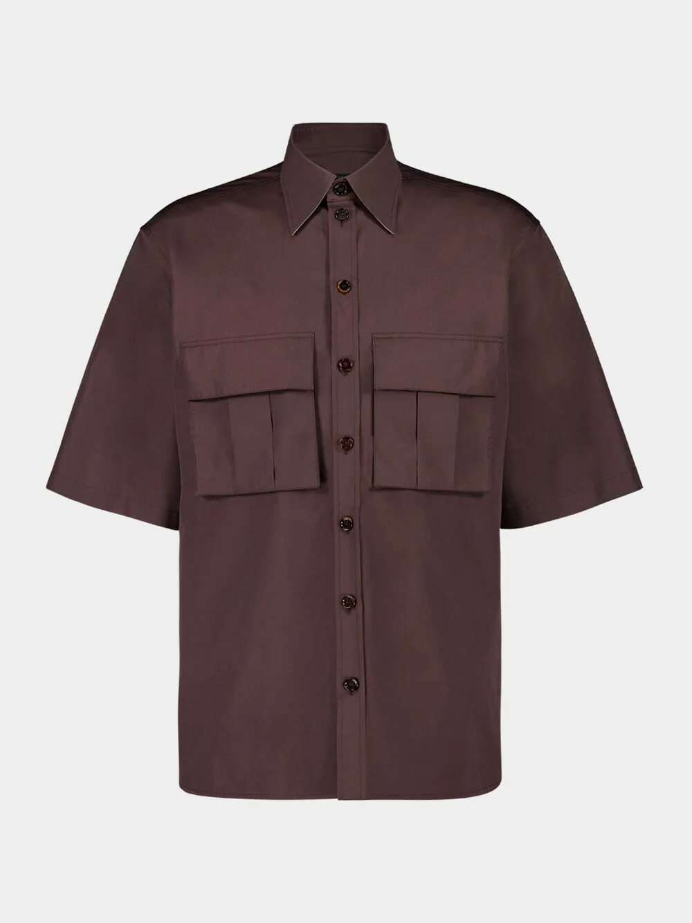 Brown Poplin Utility Shirt