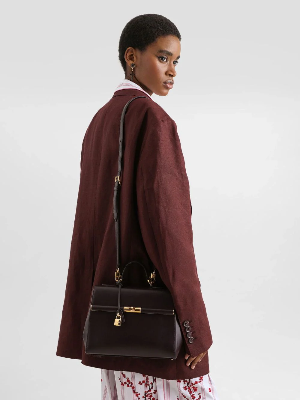 Burgundy Marlene Handbag in Palmellato Calfskin - Image 4