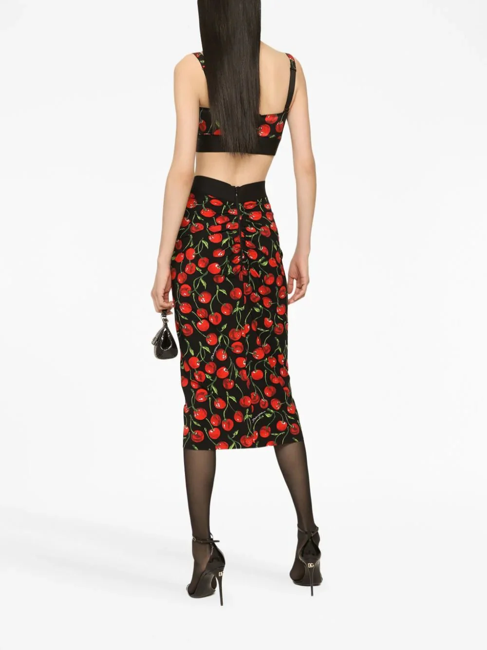 Cherry-Print Midi Pencil Skirt - Image 4