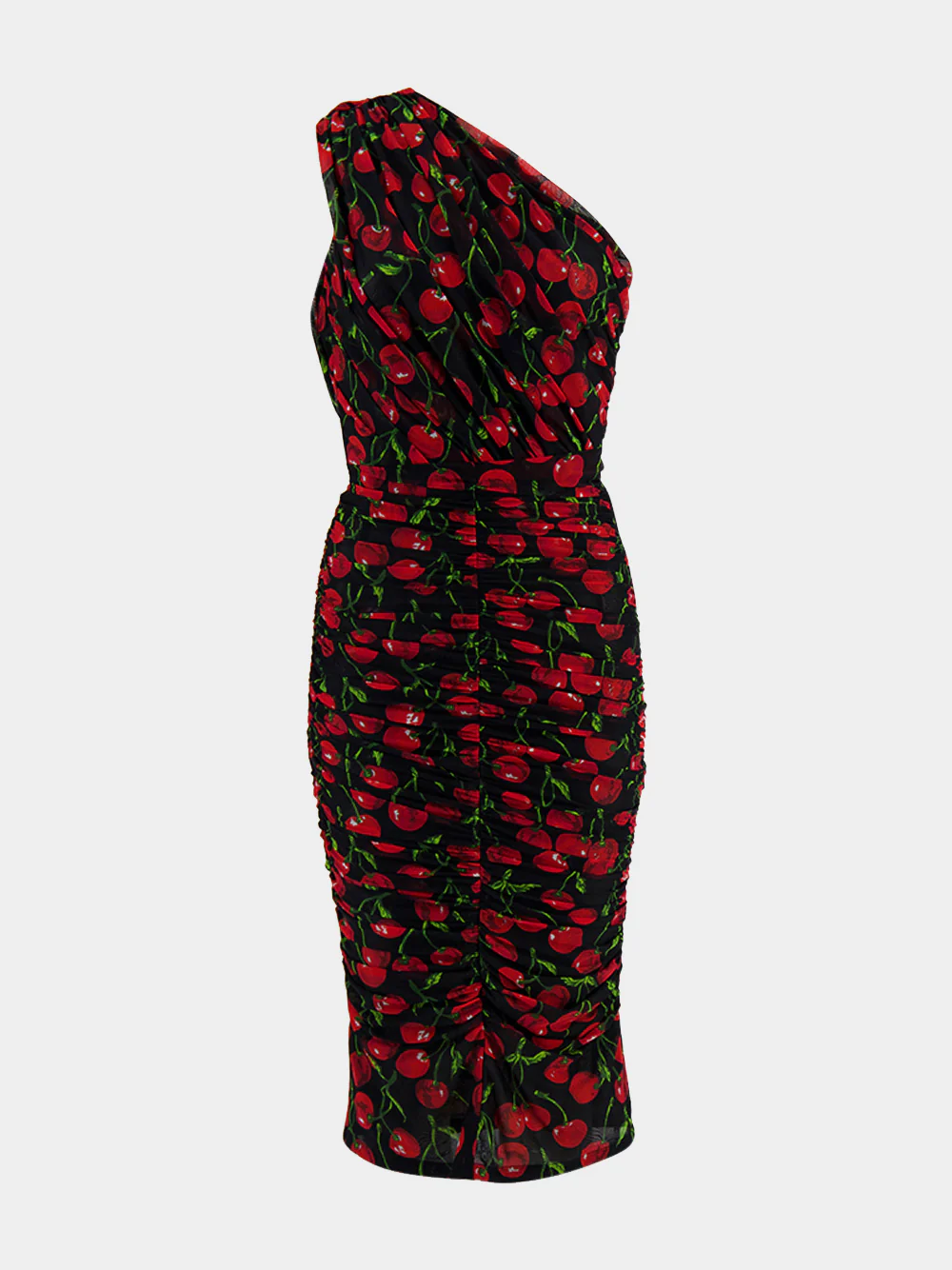 Cherry-Print Ruched Midi Dress - Image 3
