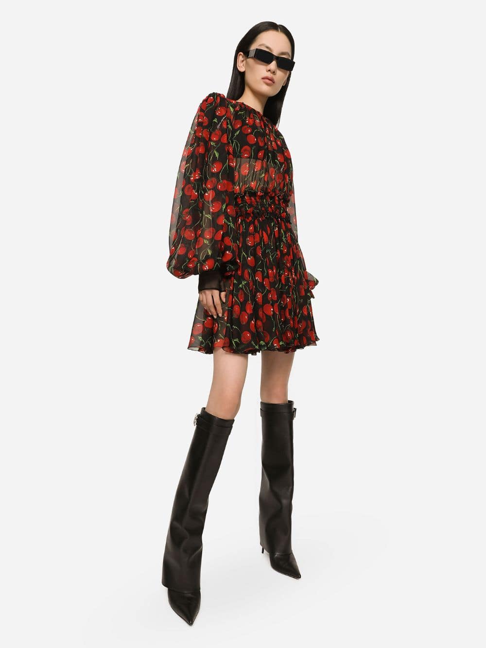 Cherry-Print Silk Mini Dress - Image 2