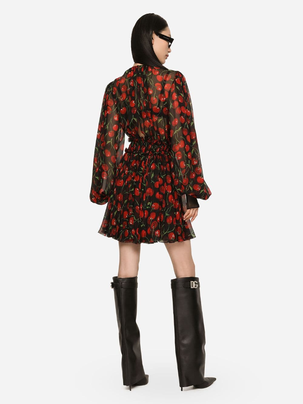 Cherry-Print Silk Mini Dress - Image 4