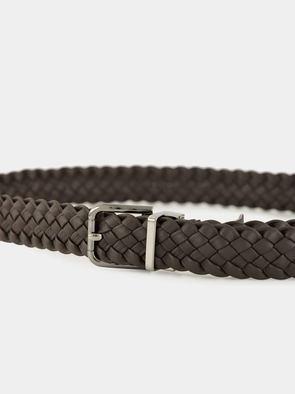 Chocolate Brown Woven Goatskin Belt - Image 3
