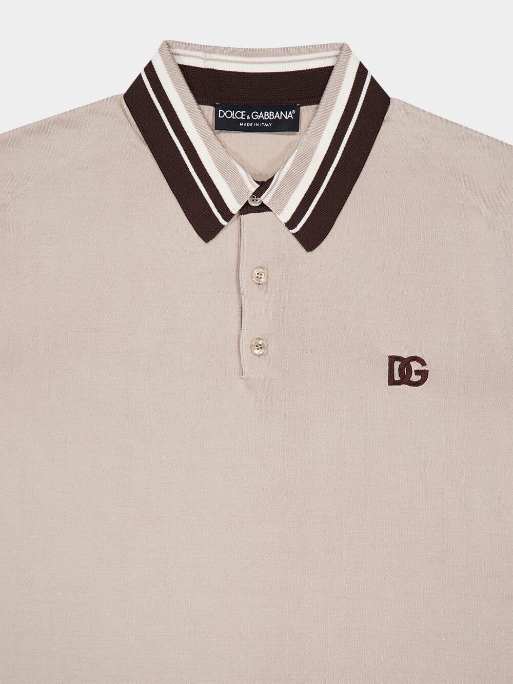 Beige Silk Polo Shirt with DG Embroidery - Image 5