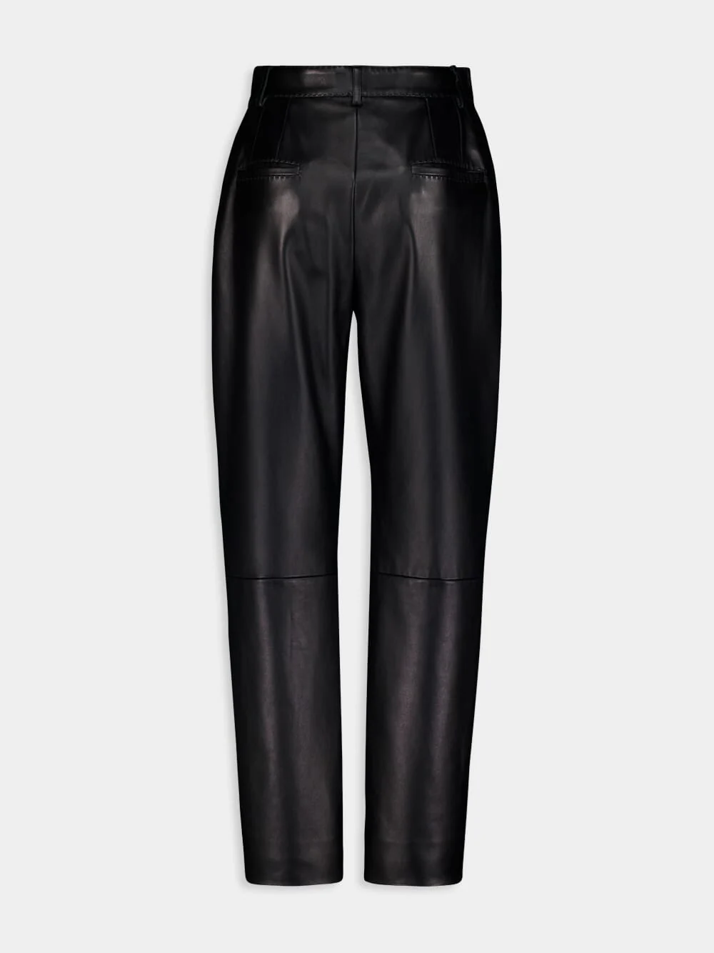 Black High-Waist Leather Trousers - Image 2