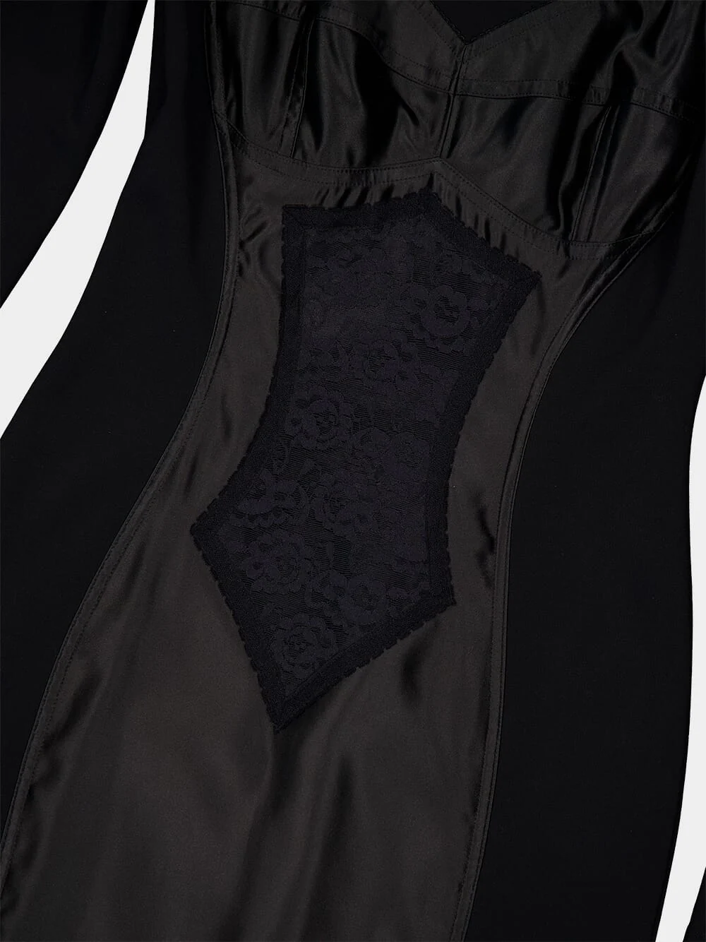 Black Silk-Insert Midi Dress - Image 3