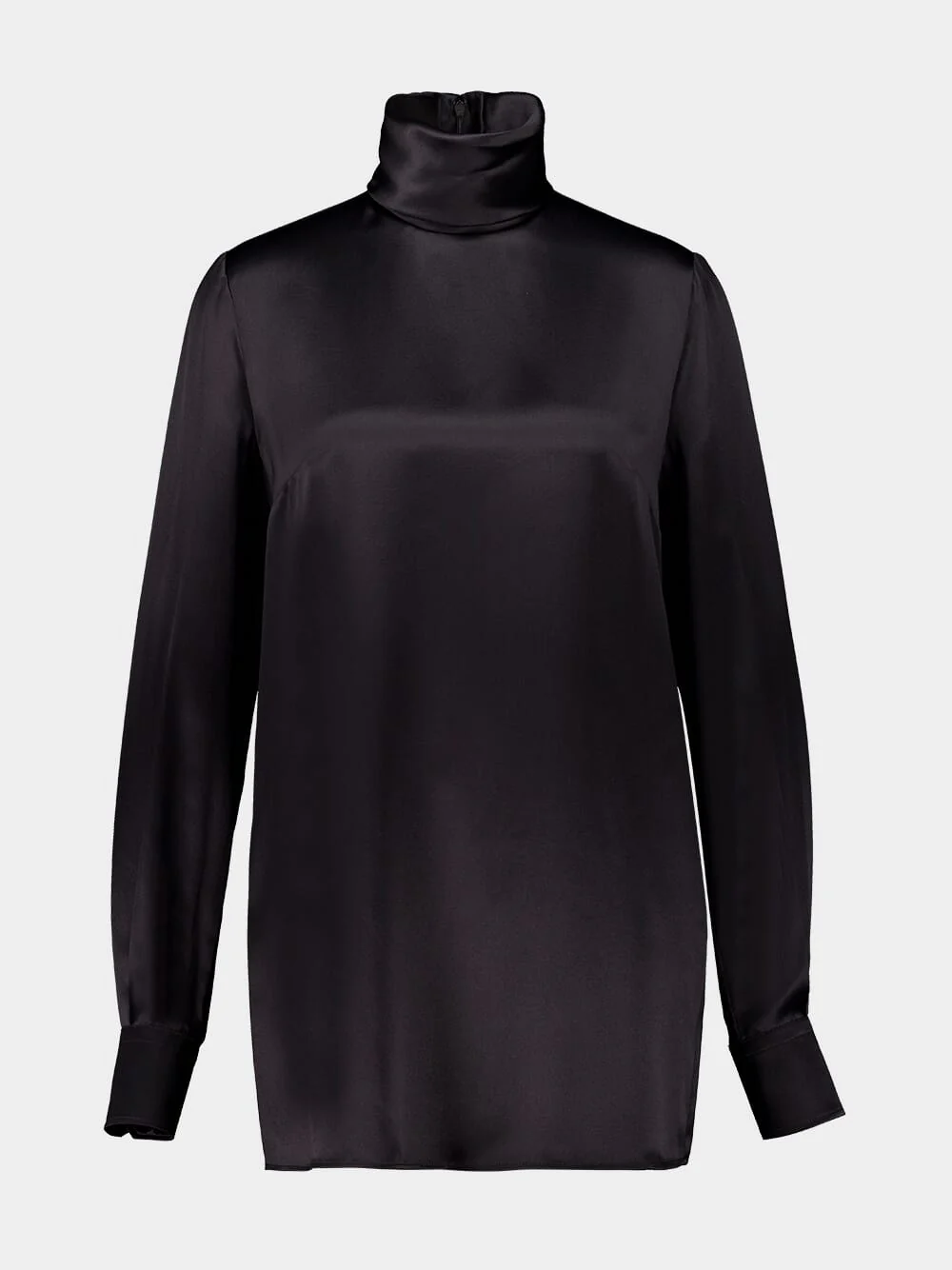 Black Silk Satin Blouse - Image 2