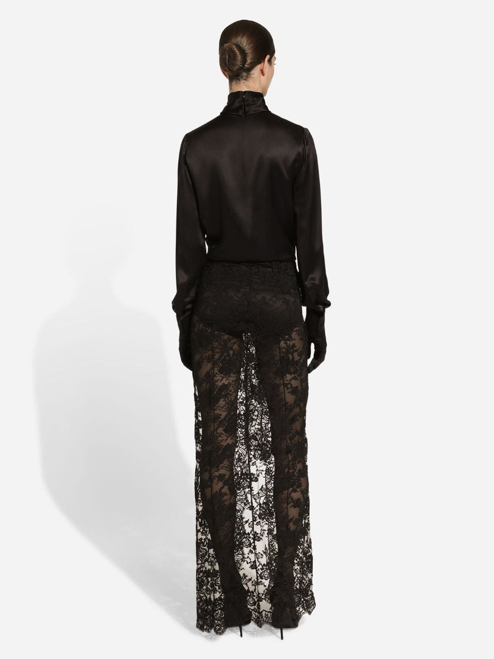 Black Silk Satin Blouse - Image 3
