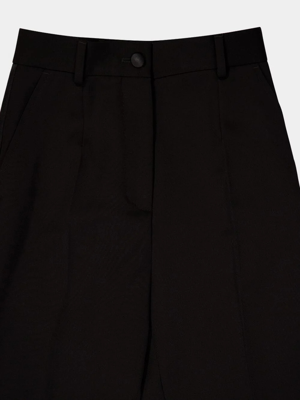 Black Tailored Wool Gabardine Tuxedo Pants - Image 5