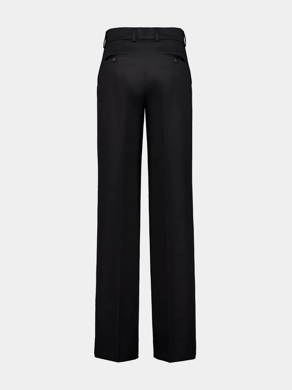 Black Wide-Leg Virgin Wool Trousers - Image 2