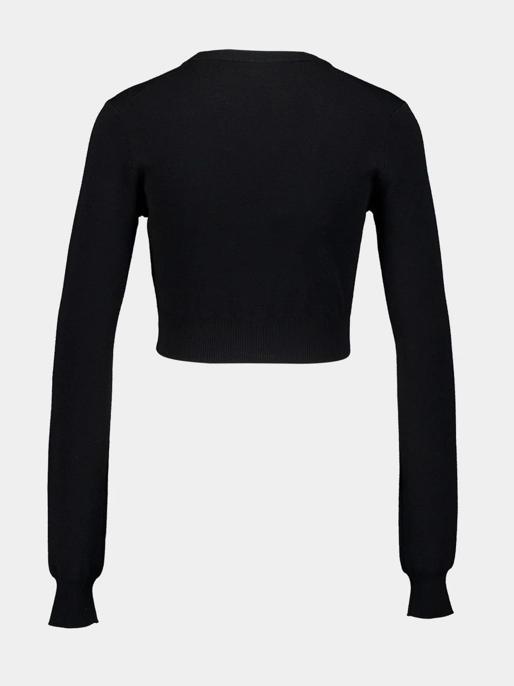 Black Wool Cardigan with Deep V-Neck - Image 3