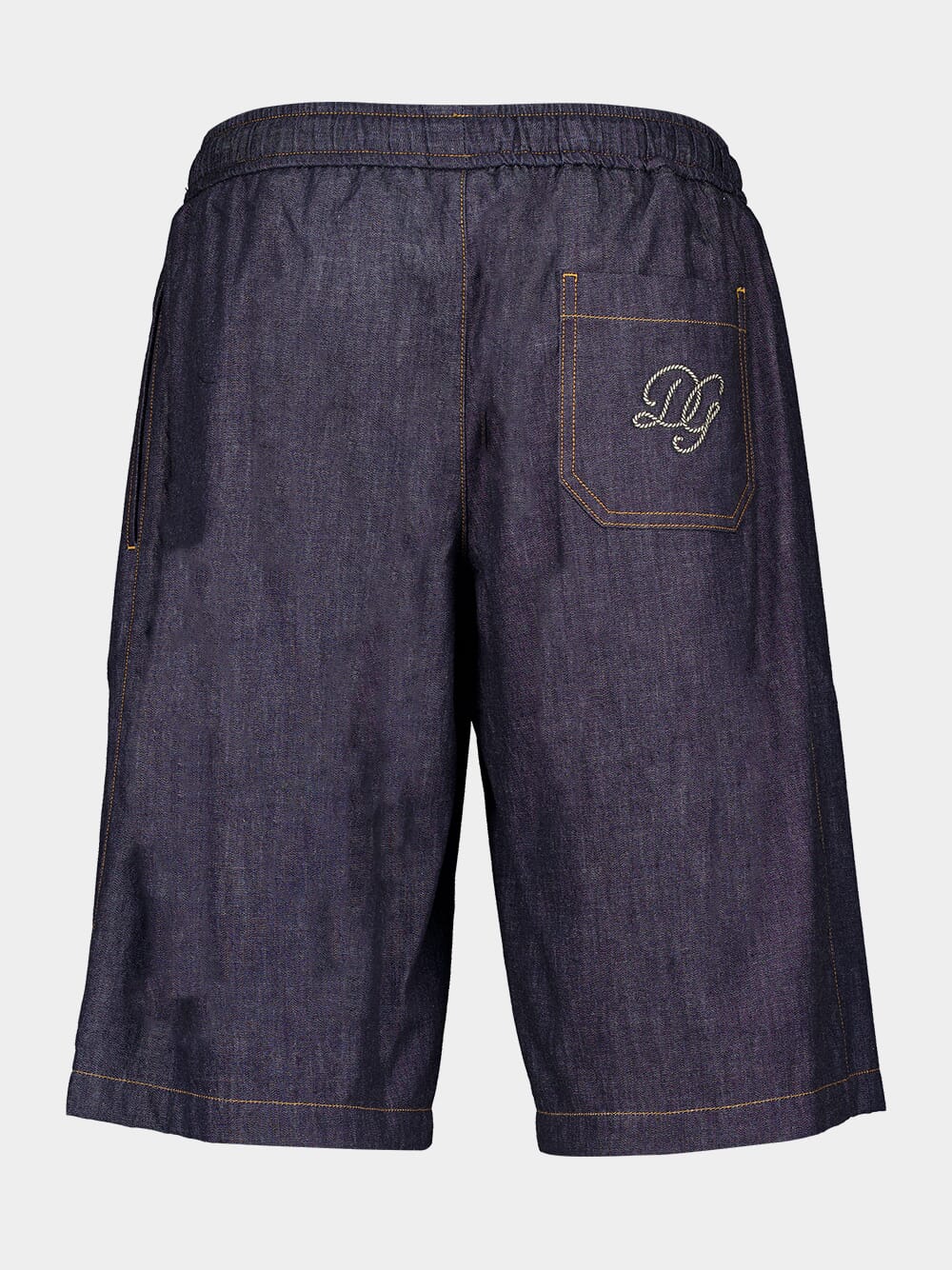 Cotton Denim Jogging Shorts With Embroidery - Image 3