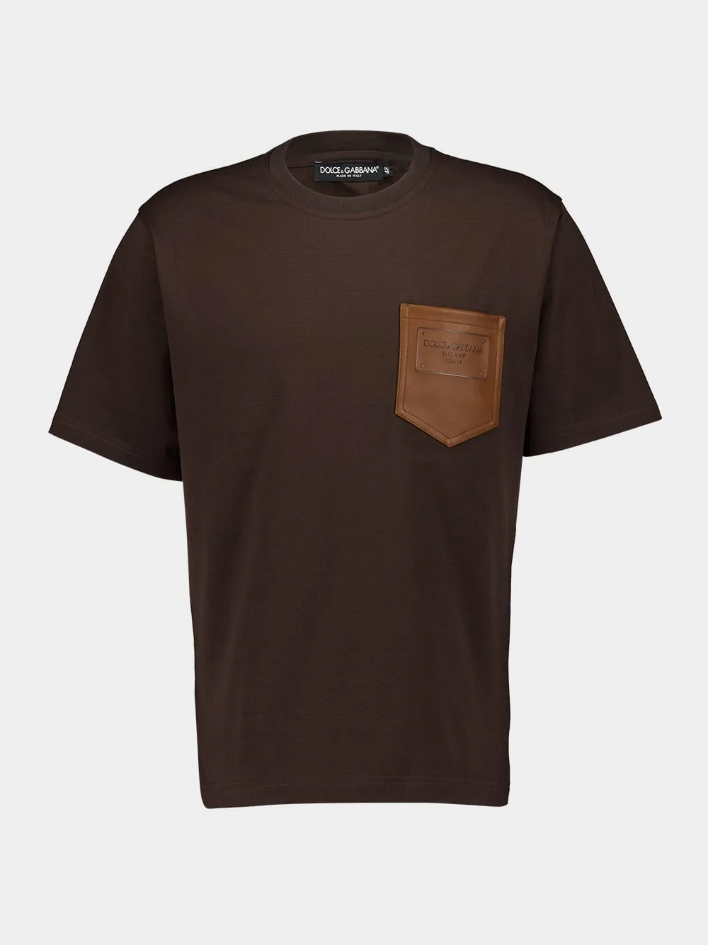 Cotton T-Shirt with Leather Pocket