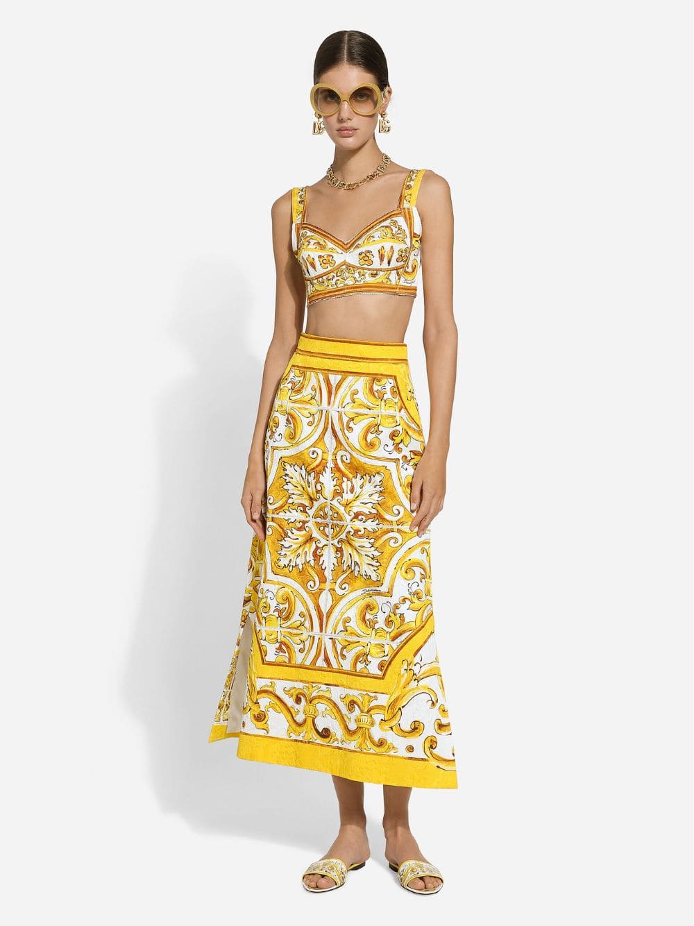Majolica-Print Brocade Midi Skirt - Image 2