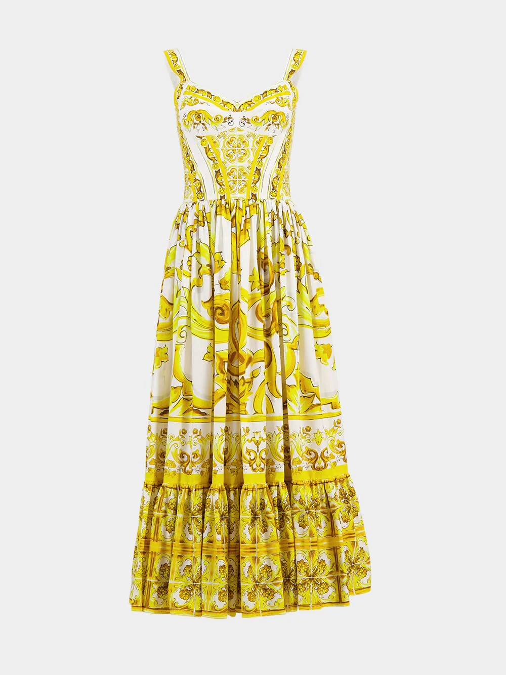 Majolica-Print Calf-Length Corset Dress - Image 2