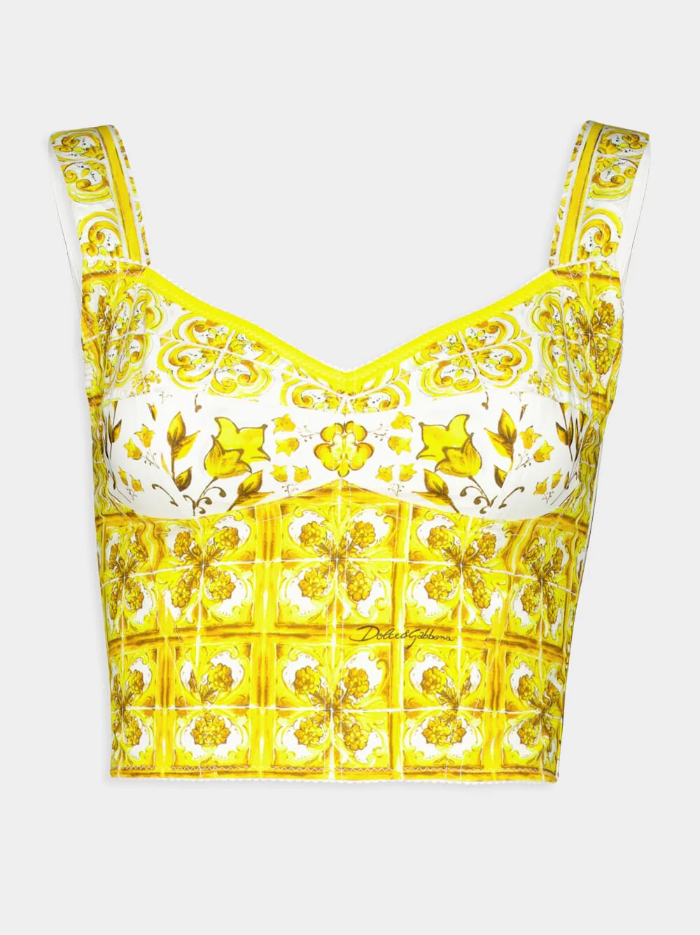 Majolica Print Cotton Corset Top