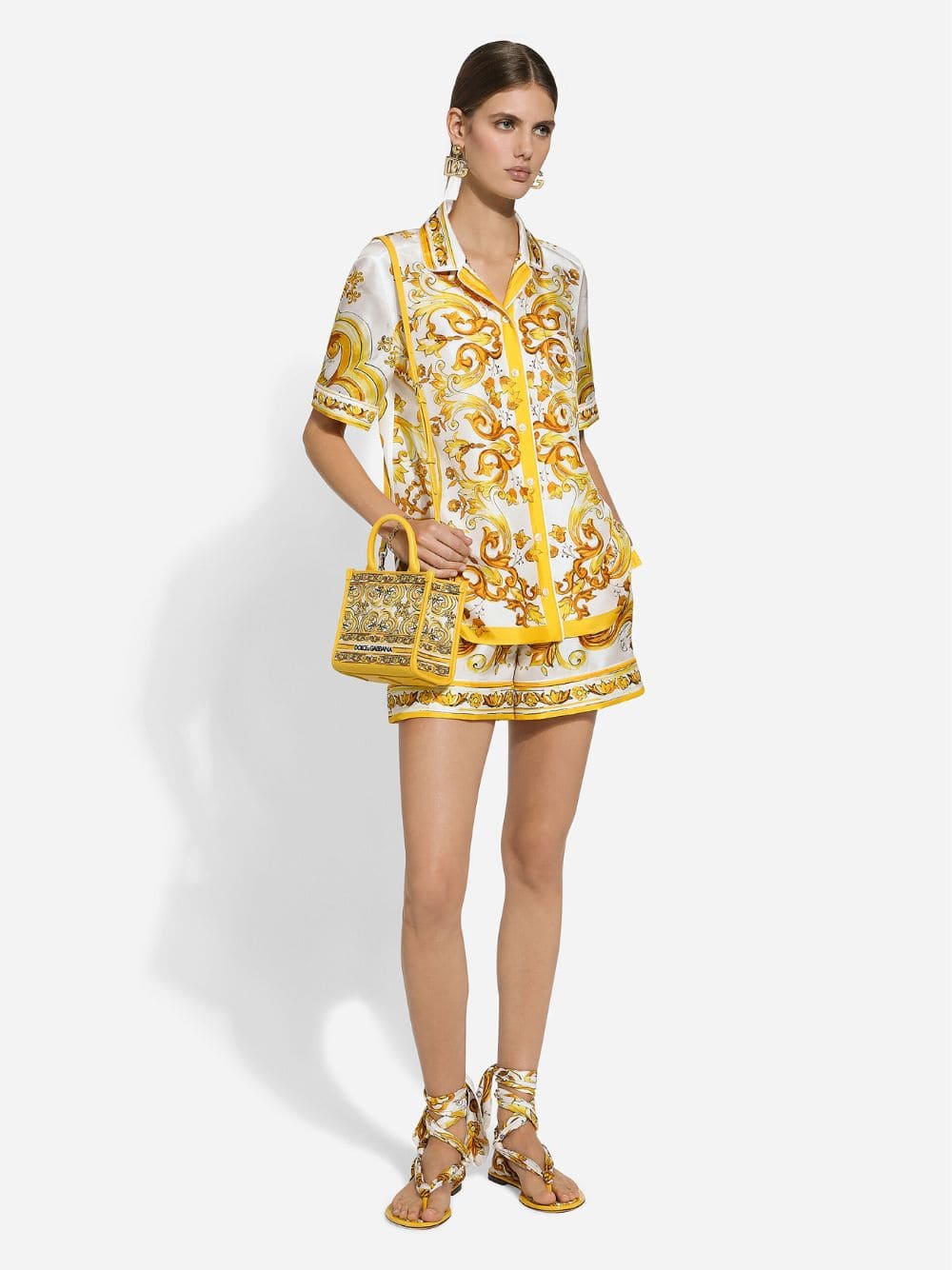 Majolica Print Short-Sleeved Silk Twill Shirt