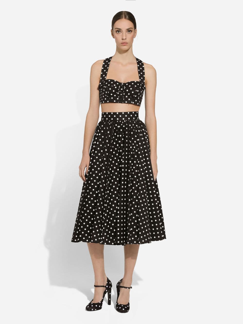 Polka-Dot Print Cotton Corset Top - Image 2