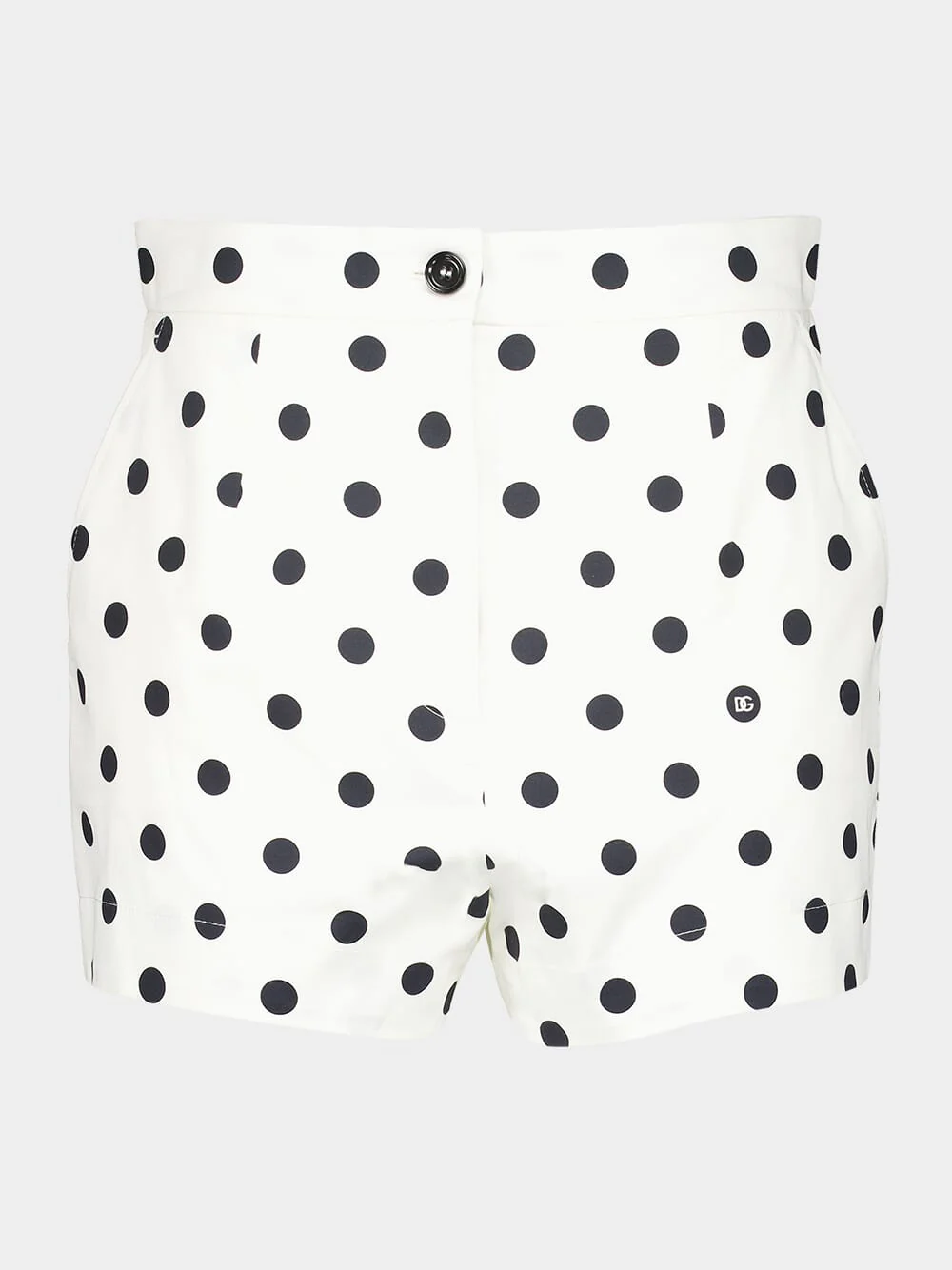 Polka-Dot Print High-Waisted Cotton Shorts