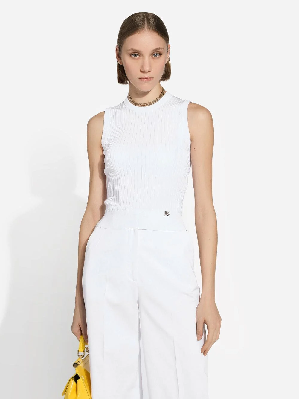 Ribbed Stretch Viscose Vest Top