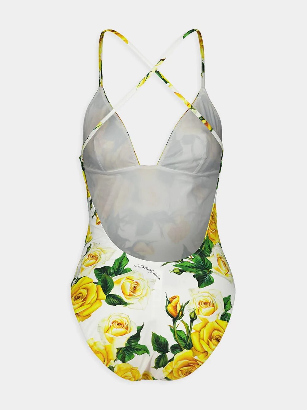 Rose Print Plunging Neckline Swimsuit - Image 2