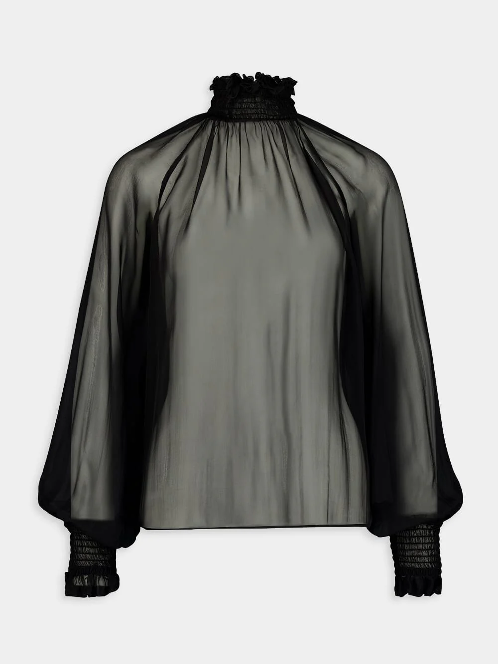 Smock-Stitched Chiffon Blouse - Image 2