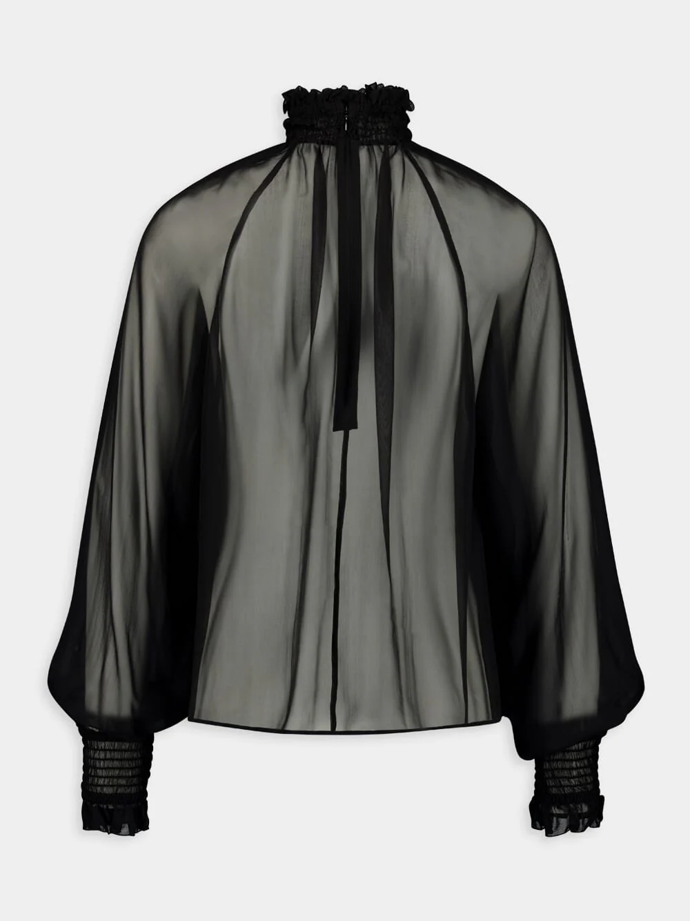 Smock-Stitched Chiffon Blouse - Image 3