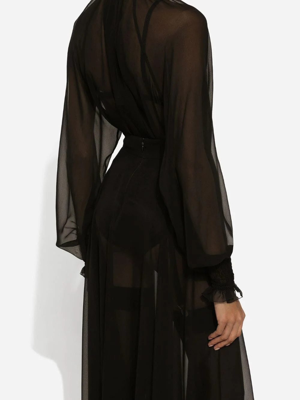 Smock-Stitched Chiffon Blouse - Image 4