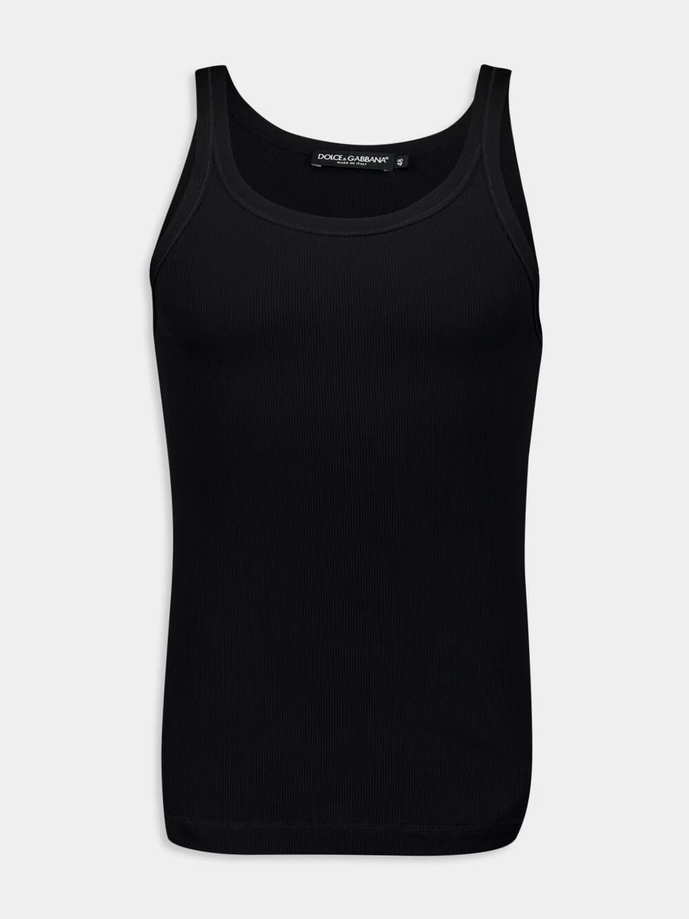 Washed Black Cotton Rib Singlet