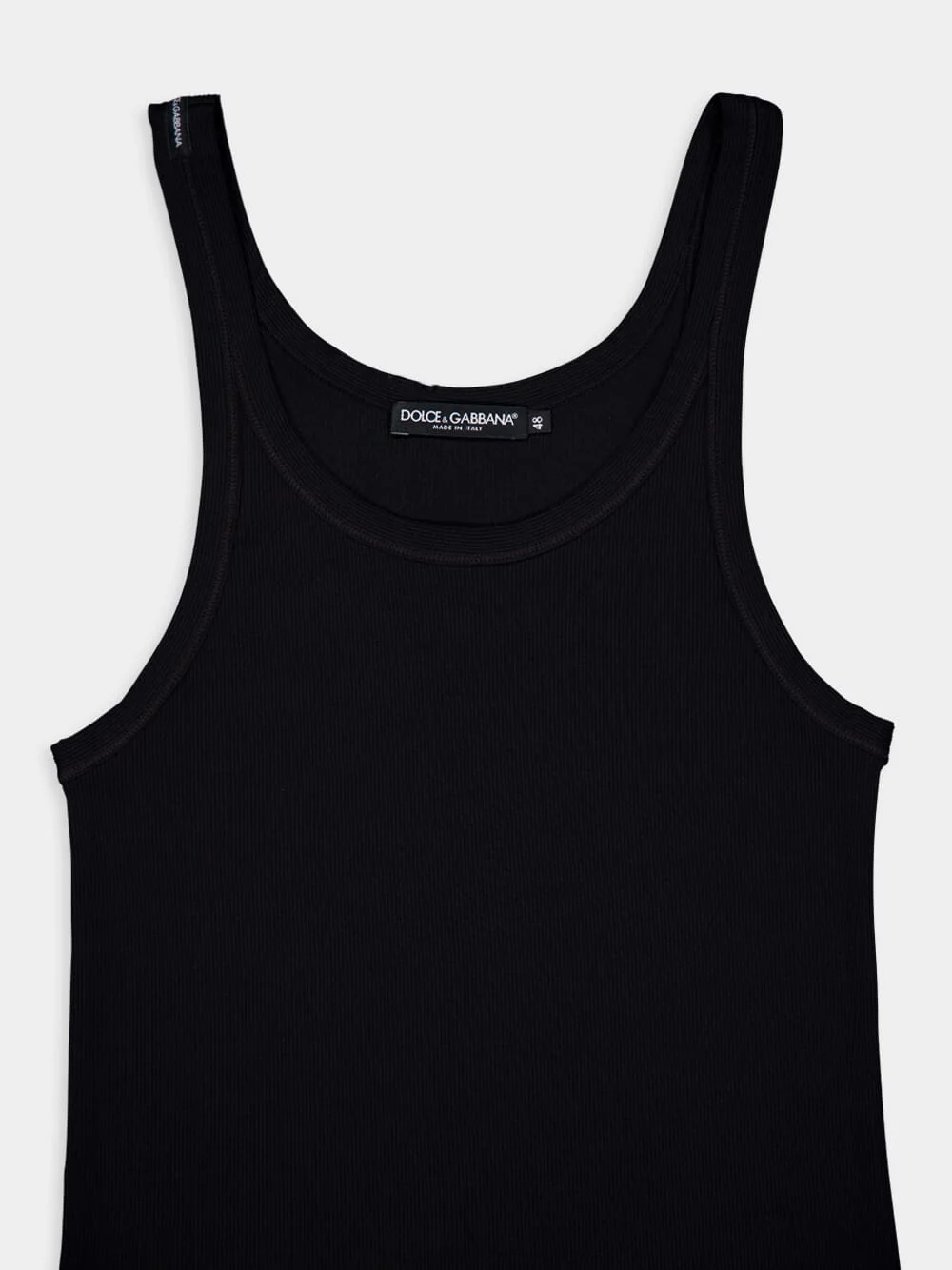 Washed Black Cotton Rib Singlet - Image 3