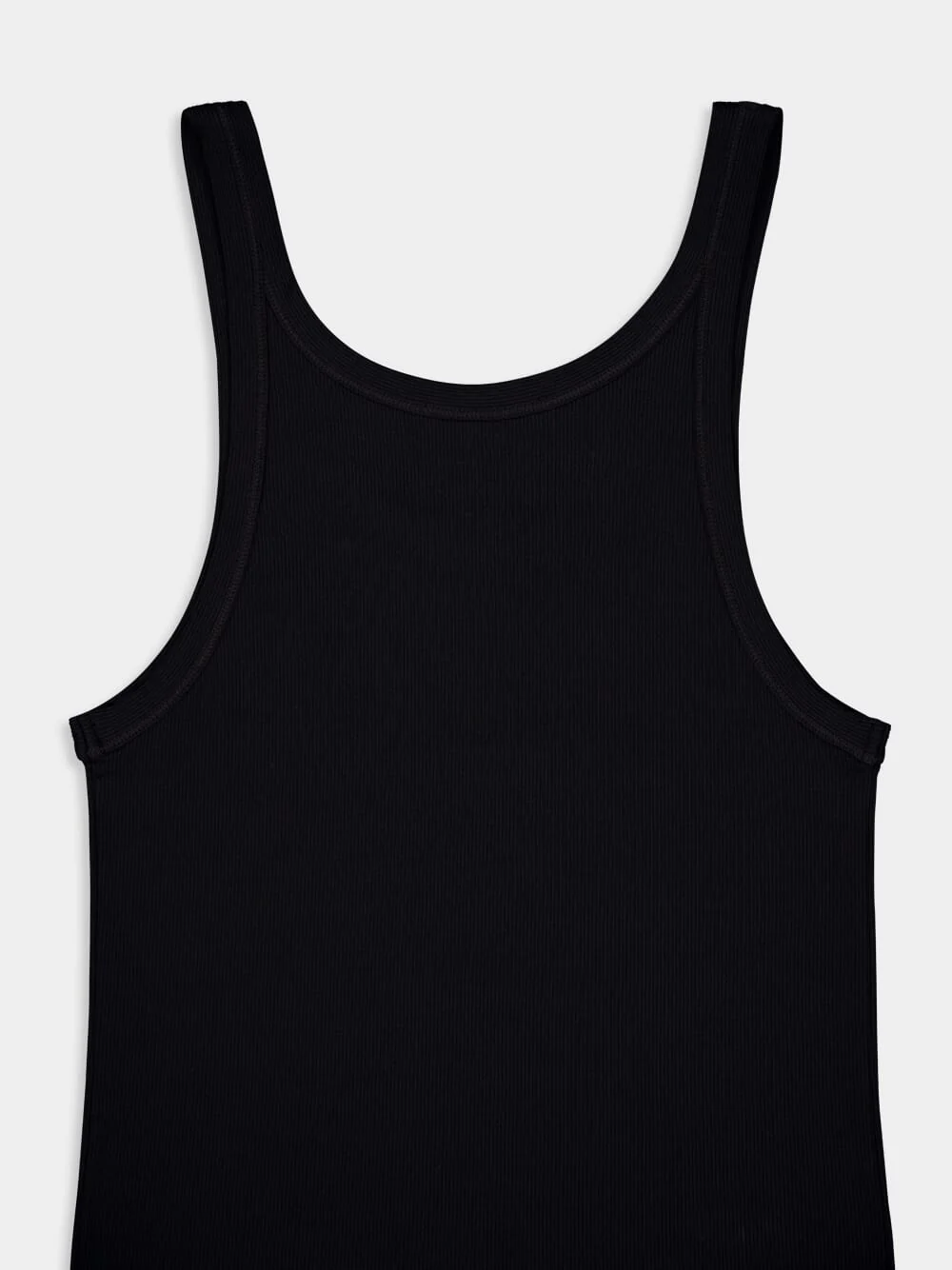 Washed Black Cotton Rib Singlet - Image 4