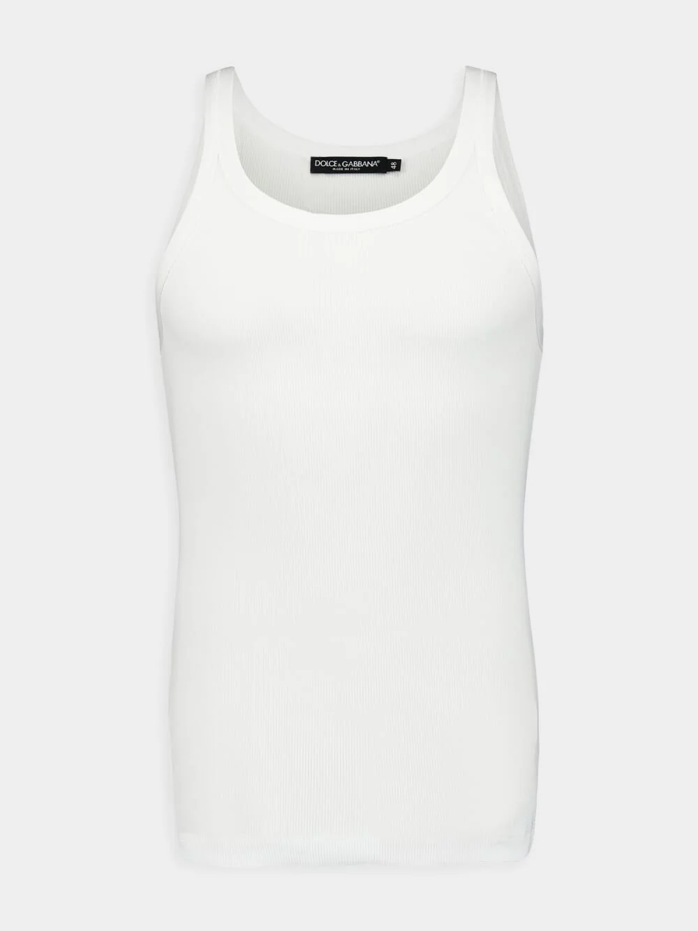 Washed White Cotton Rib Singlet