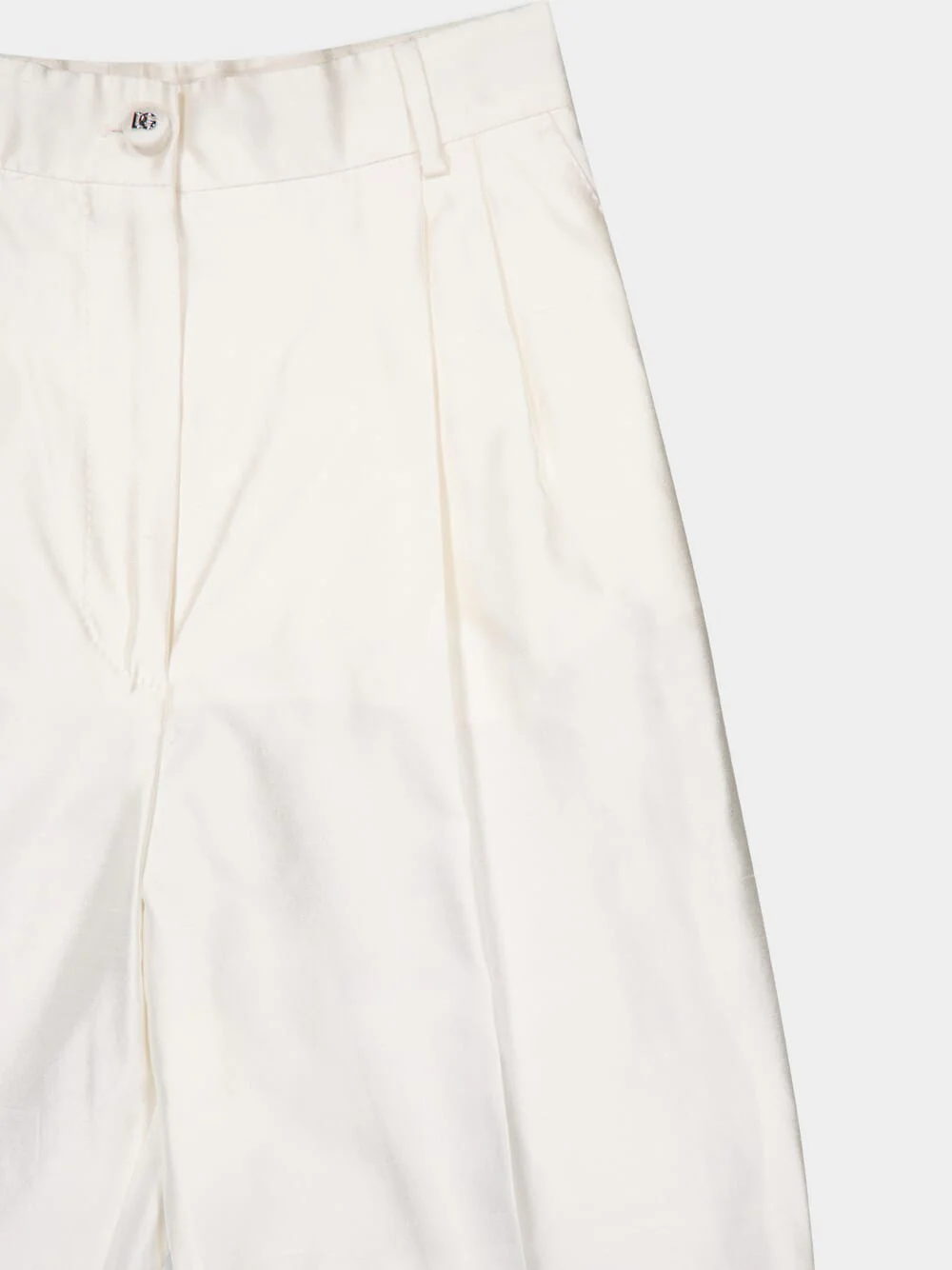 White High-Waist Silk Tailored Pants - Image 3