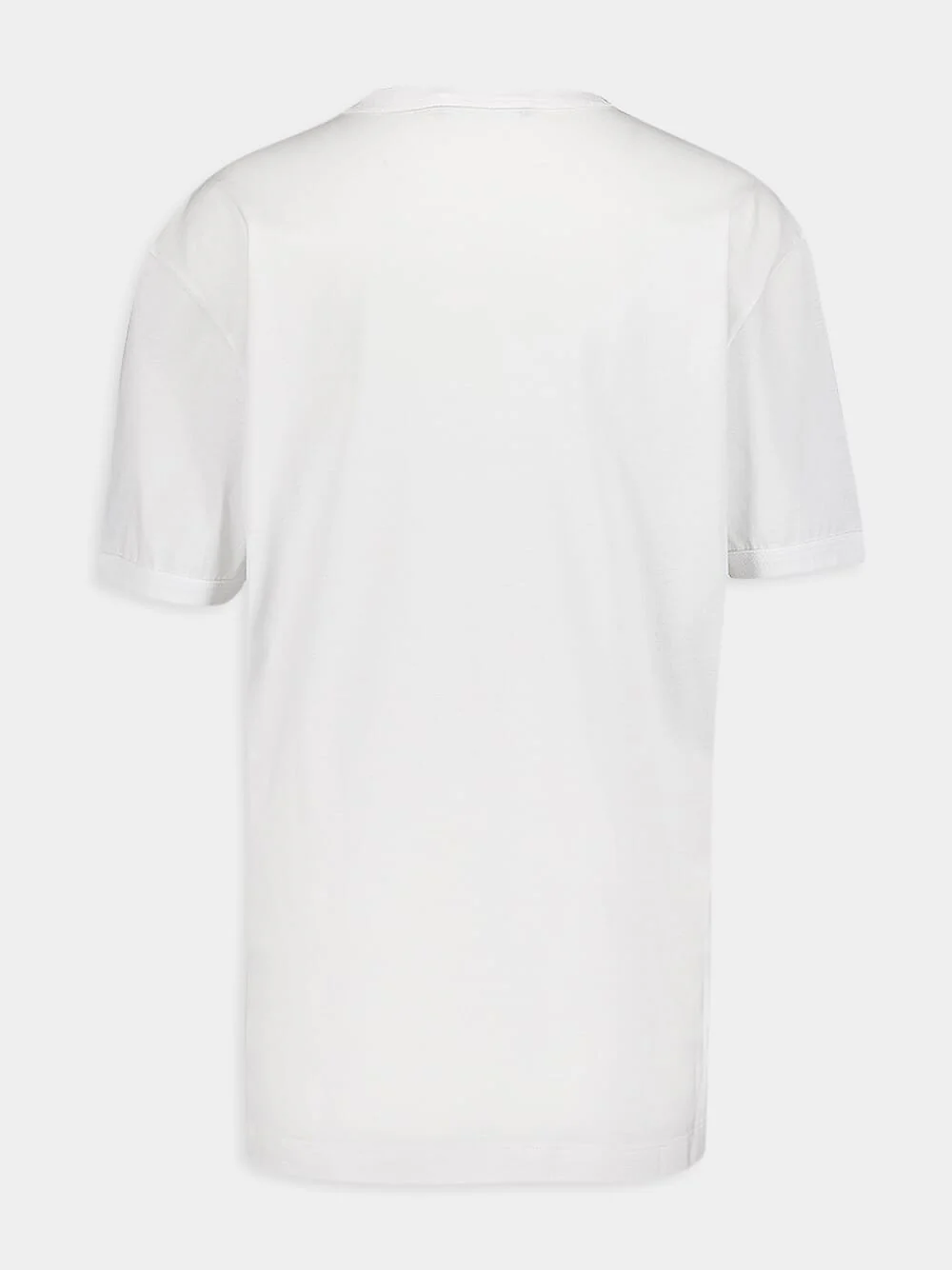 White V-Neck Cotton T-Shirt - Image 2