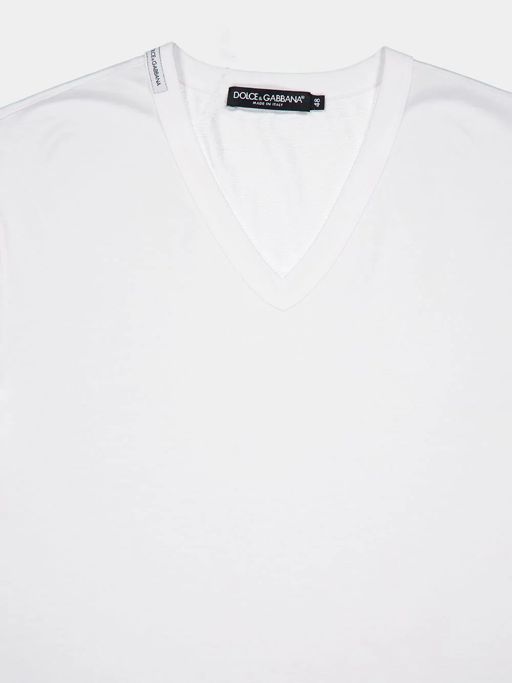 White V-Neck Cotton T-Shirt - Image 3