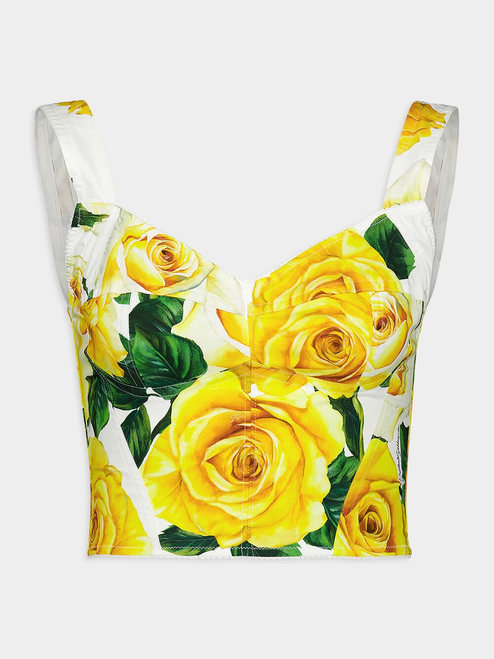 Yellow Rose Print Corset Top