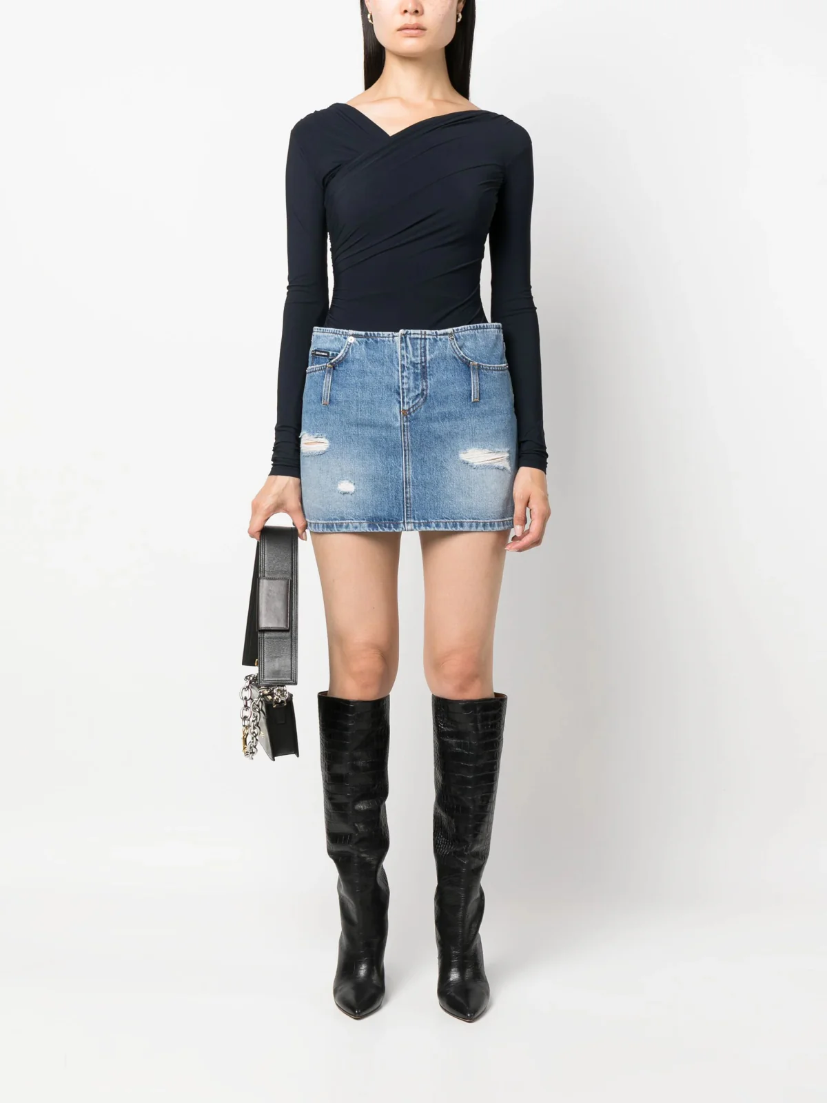 Cotton Denim Mini Skirt - Image 2