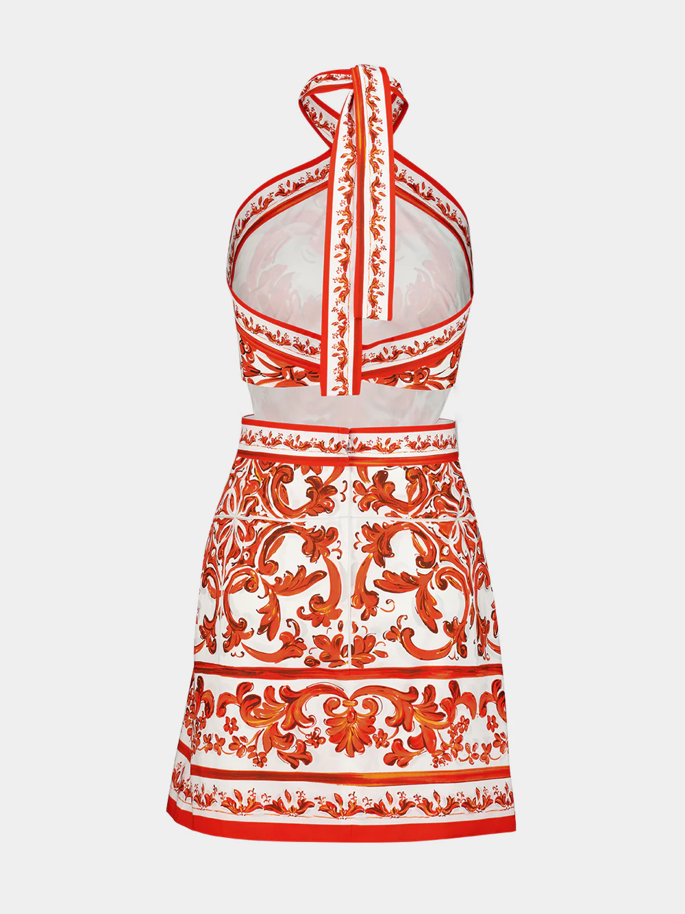 Orange Majolica Print Poplin Mini Dress - Image 4