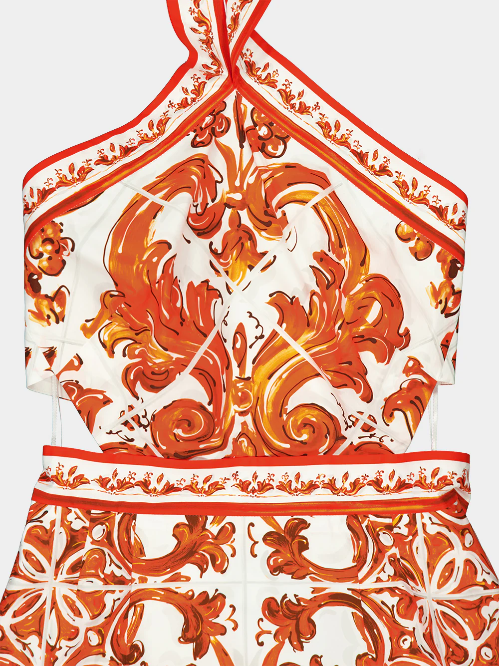 Orange Majolica Print Poplin Mini Dress - Image 5