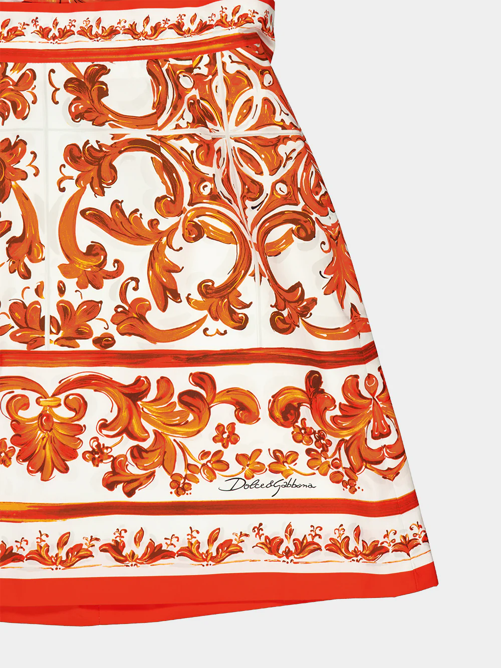 Orange Majolica Print Poplin Mini Dress - Image 6