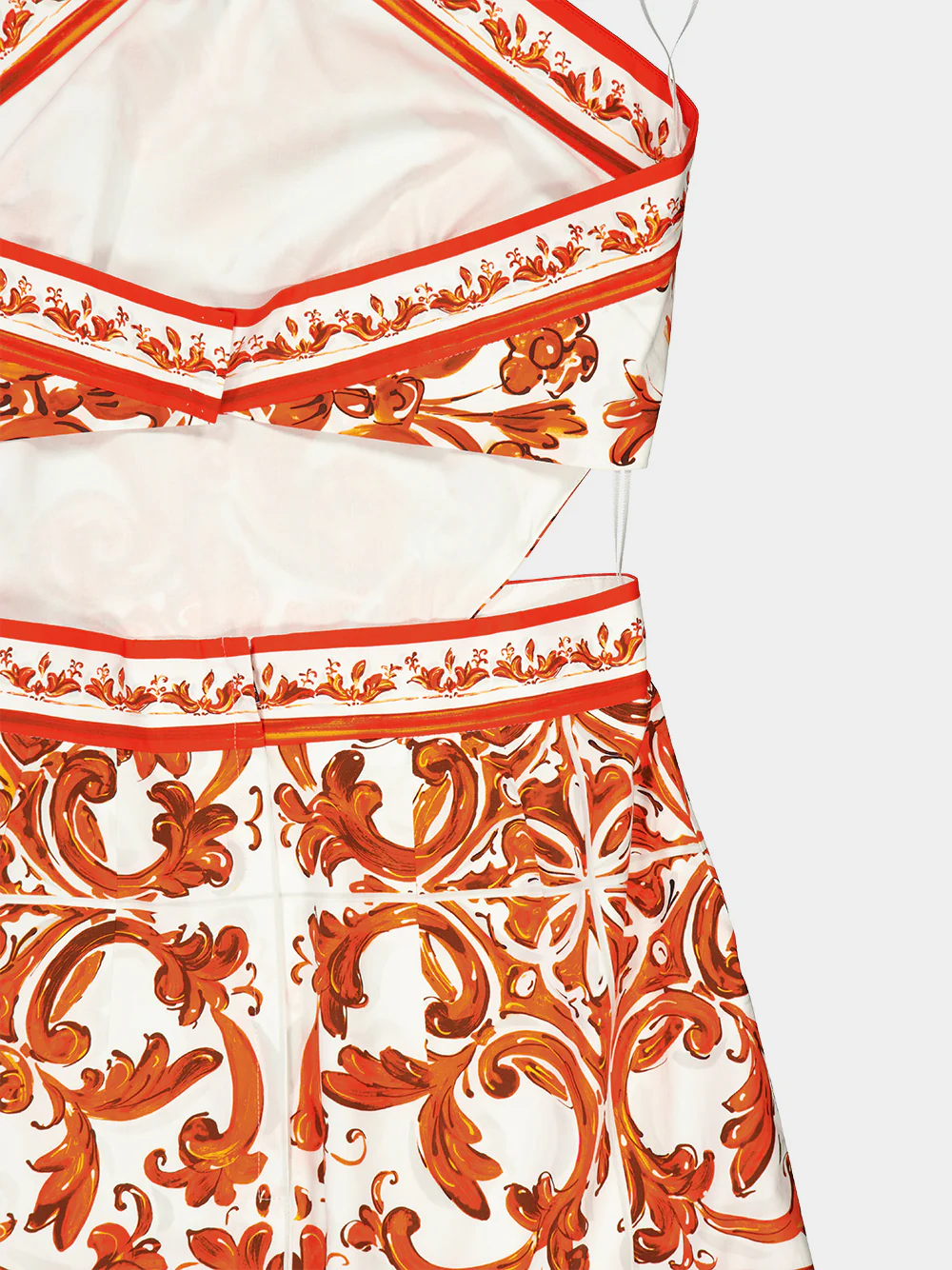 Orange Majolica Print Poplin Mini Dress - Image 7