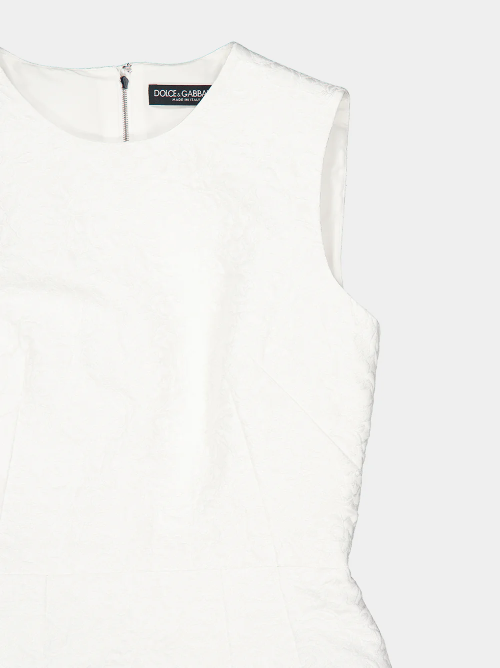 White Floral Jacquard Mini Dress - Image 3