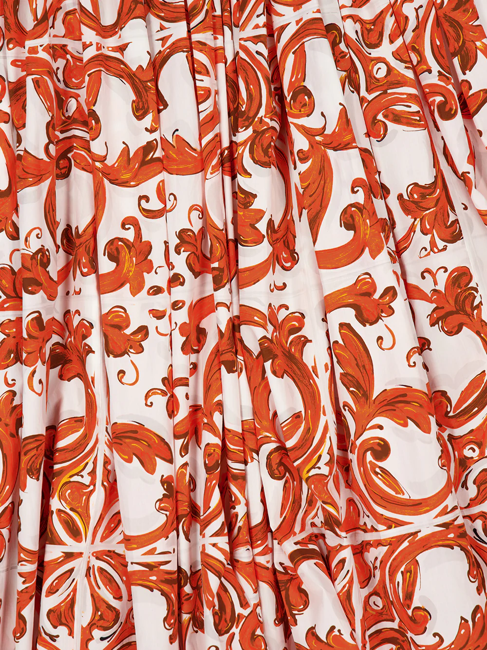 Orange Majolica-Print Long Poplin Dress - Image 6